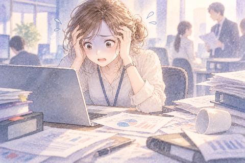 大きな仕事のミスに青ざめる女性