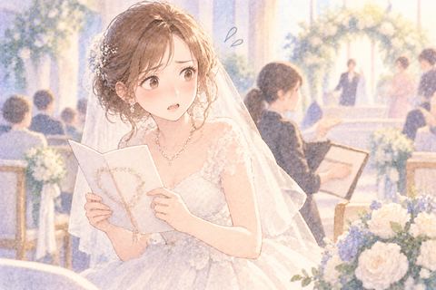 結婚式の進行が乱れて戸惑う花嫁
