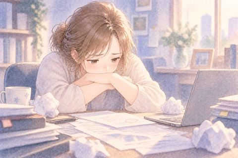 失敗したあと一人で落ち込む女性