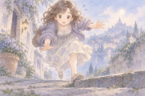 小さな段差につまずく大人の女性
