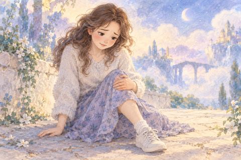 転んだあと膝を気にする大人の女性