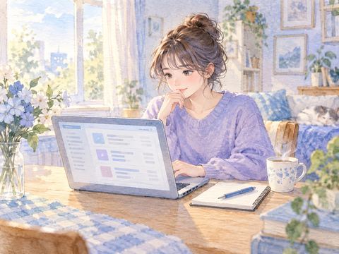 解雇後に求人情報を調べ新しい仕事を探す女性