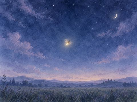 広い夜空に一匹だけ浮かび、小さく光る蛍