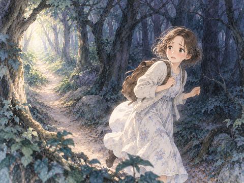 静かな森の木陰で穏やかにくつろぐ女性