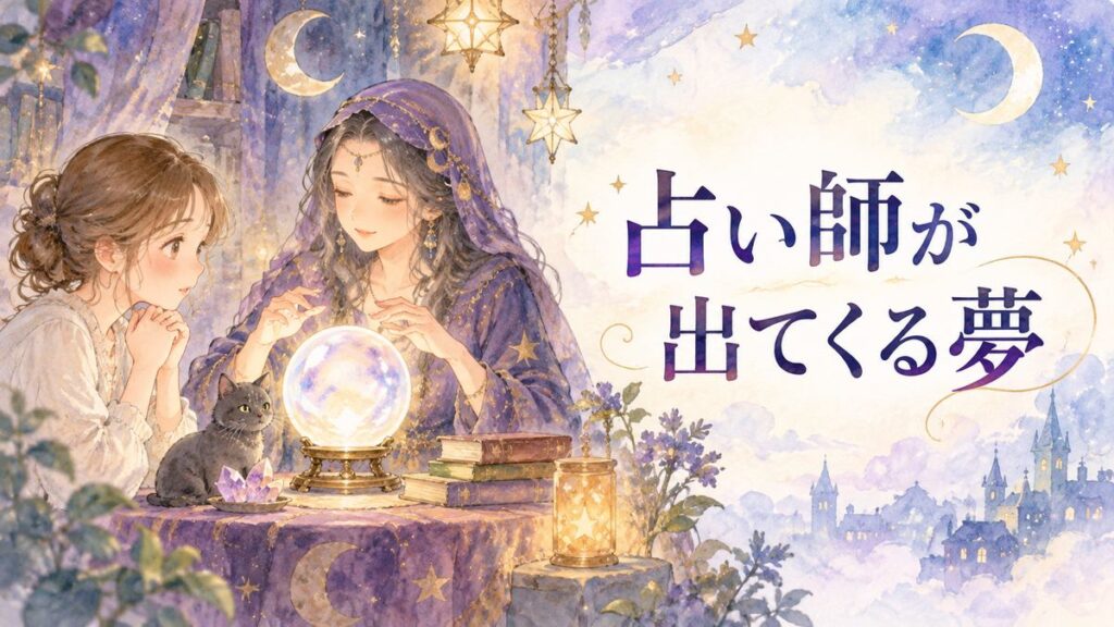 占い師と向かい合い水晶玉を見つめる大人の女性