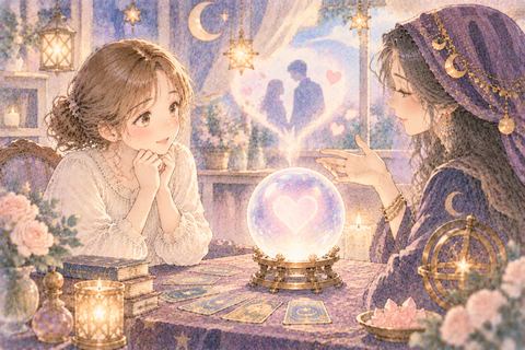 恋愛について占ってもらう大人の女性