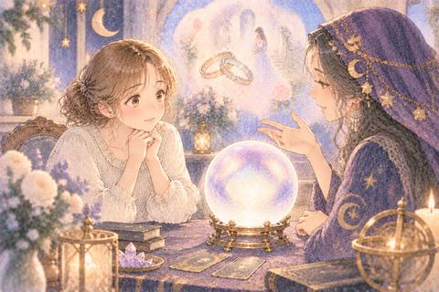 結婚について占ってもらう大人の女性