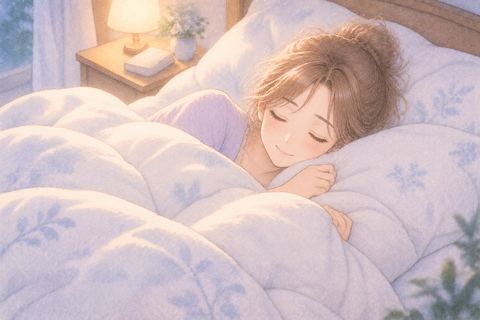 温かな布団で安心して眠る大人の女性