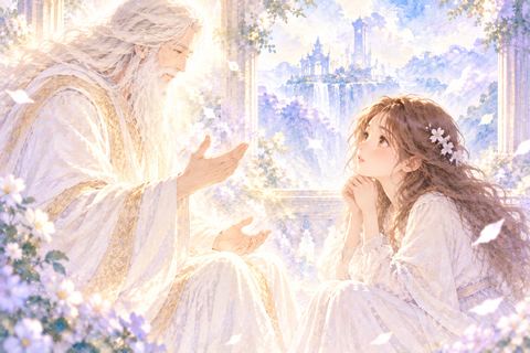 神様の言葉に耳を傾ける大人の女性