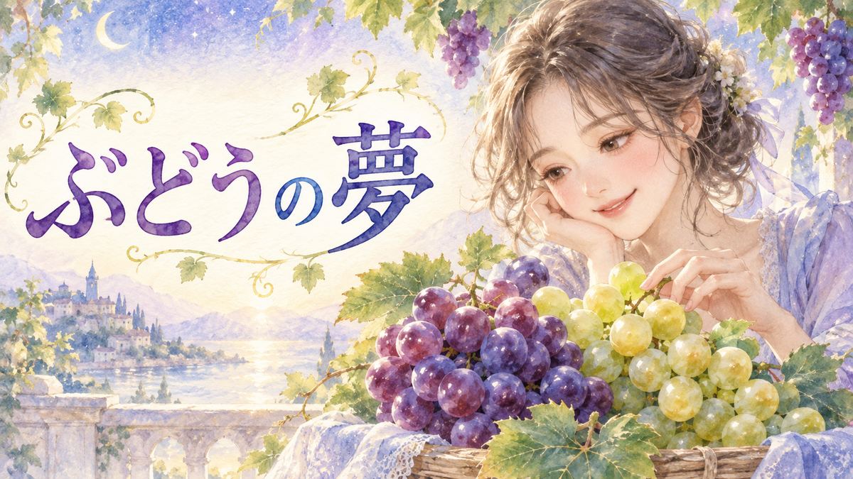 夢のように輝くぶどうの房を優しく見つめる大人の女性