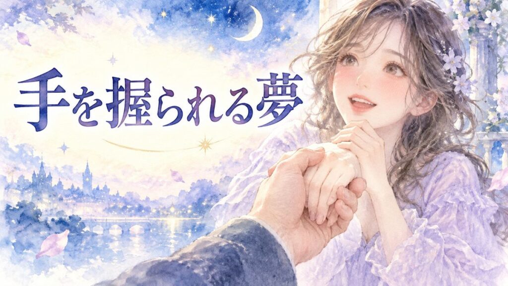 夢の中で差し出された男性の手を優しく握られて頬を染める大人の女性