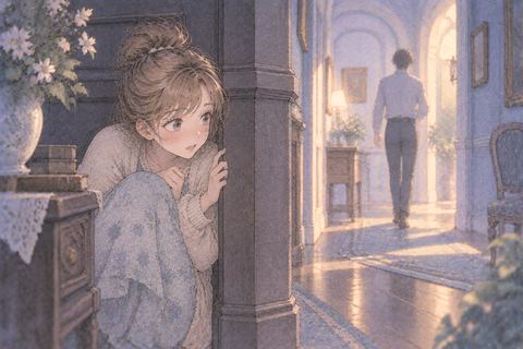 物陰で見つからないよう身を潜める大人の女性