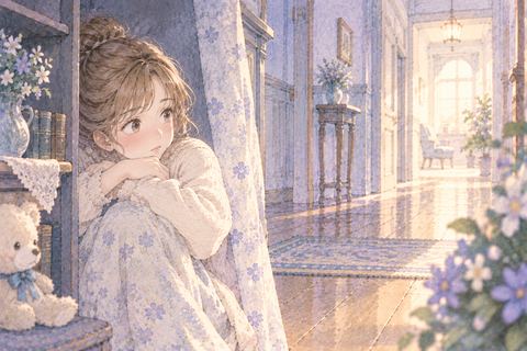 隠れたまま誰も来ず寂しそうに待つ女性