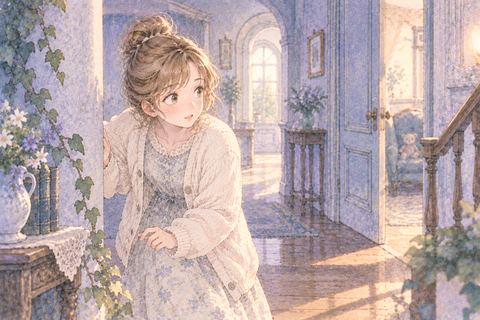 隠れた人を探して辺りを見回す大人の女性