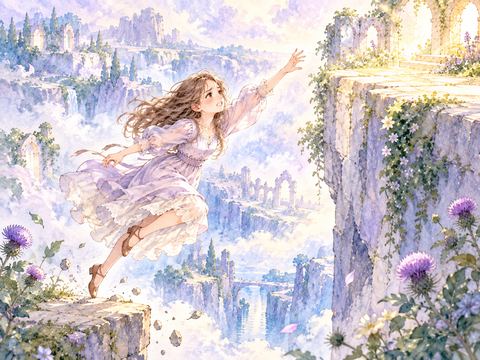 高い場所を目指して跳ぶものの足が少ししか浮かず困る女性
