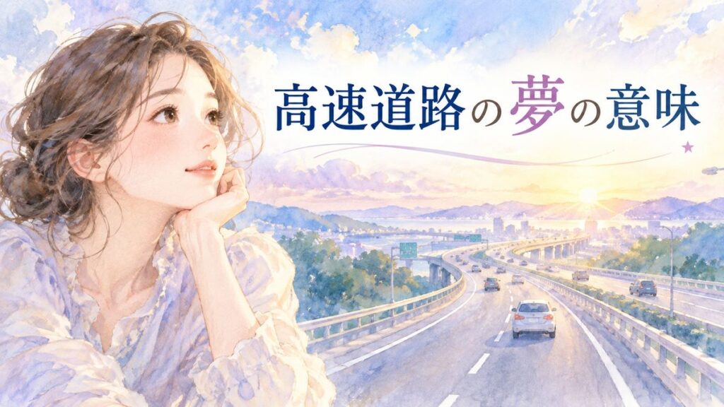 幻想的な高速道路を見つめる大人の女性と遠くへ続く車道