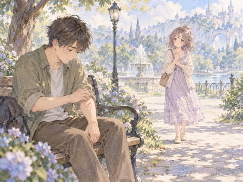 見知らぬ人の腕の蕁麻疹を見て声をかけるか迷う女性