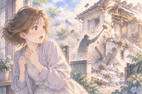 他人に家を壊されて戸惑う大人の女性