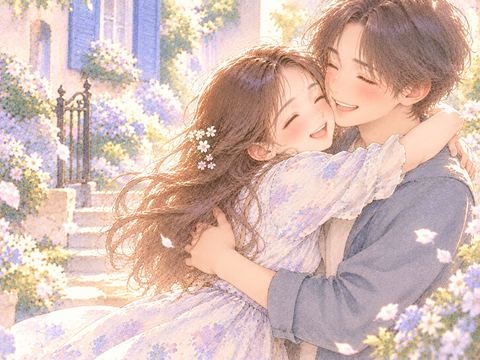 自分から抱きついた女性を笑顔で抱き返す相手