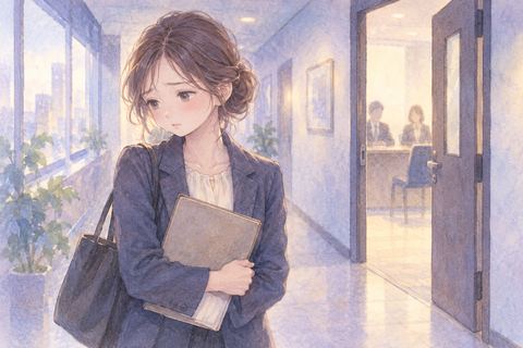 面接に落ちて肩を落とす大人の女性