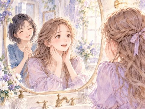 外れていた顎が元に戻り安心して微笑む女性