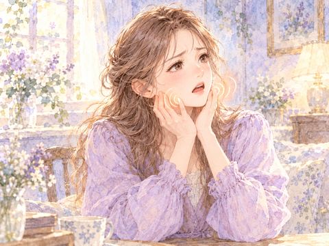 顎が外れて痛みを感じ顔をしかめる女性