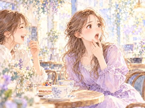 友人との会話で大笑いした直後に顎が外れて驚く女性