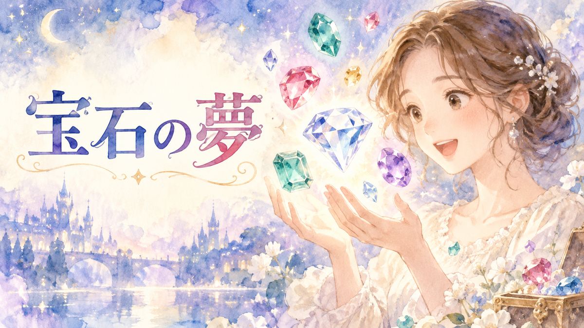 輝く宝石を見つめる大人の女性