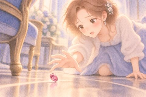 手から落ちる宝石に気づく大人の女性