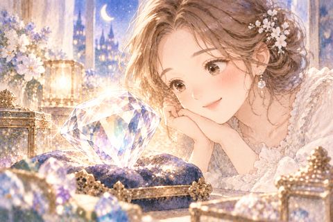 美しく輝く宝石に見とれる大人の女性