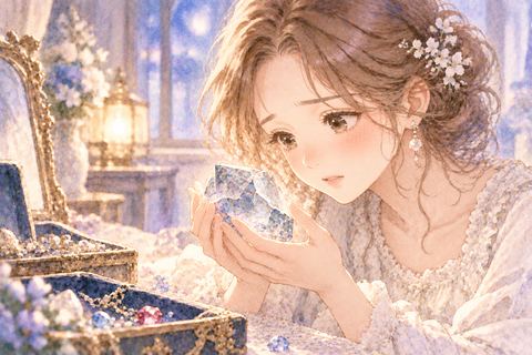 傷ついた宝石を心配そうに見つめる大人の女性