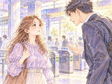 怖そうな男性に話しかけられても冷静に対応する女性