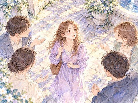 数人に囲まれ身動きできず困惑する女性