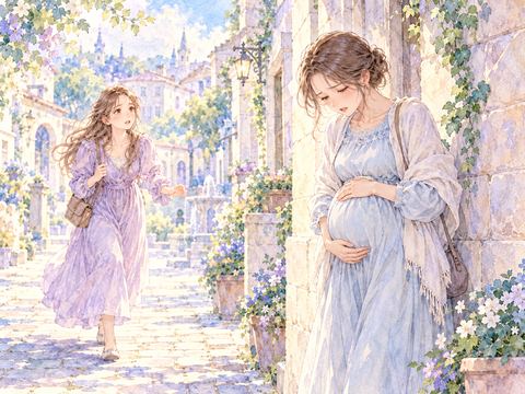街中で陣痛が始まった見知らぬ妊婦に気づく女性