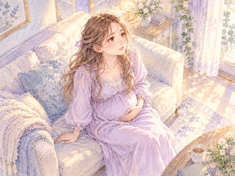 誰もいない部屋で一人で陣痛に耐える女性