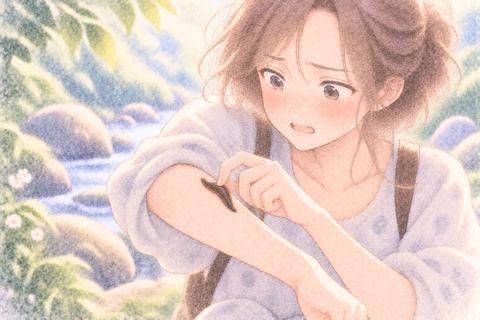 取れないヒルに困る女性