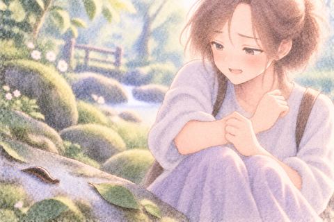 ヒルが離れたあと安心する女性