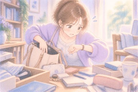 なくした物を焦って探す女性