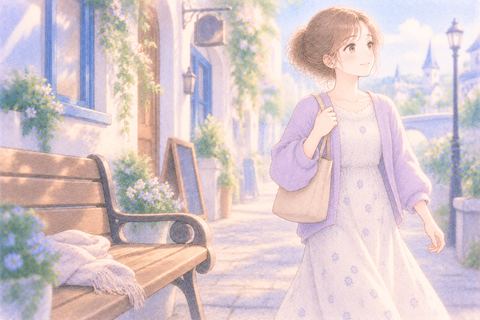 物をなくしても気にせず歩く女性