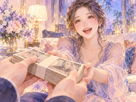 信頼する相手から厚い札束を受け取り喜ぶ女性の夢