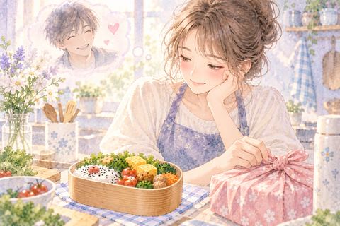 好きな人を思いながらお弁当を作る大人の女性