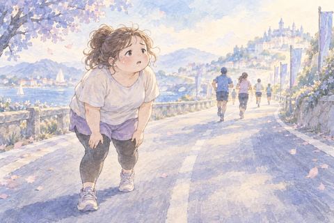 足が重く前へ進めず戸惑う大人の女性