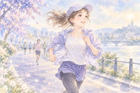 風を切るように速く走る大人の女性