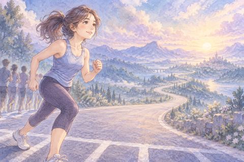 スタートラインから走り出す大人の女性