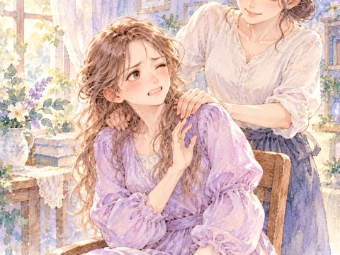 肩を強く揉まれて痛そうに顔をしかめる女性