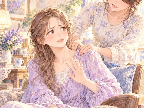 頼んでいない肩揉みに困惑し手で断ろうとする女性