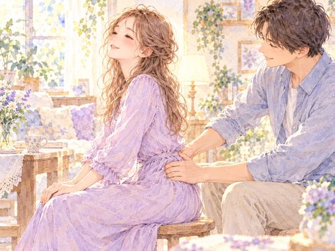 腰を優しく揉まれ安心した表情を浮かべる女性