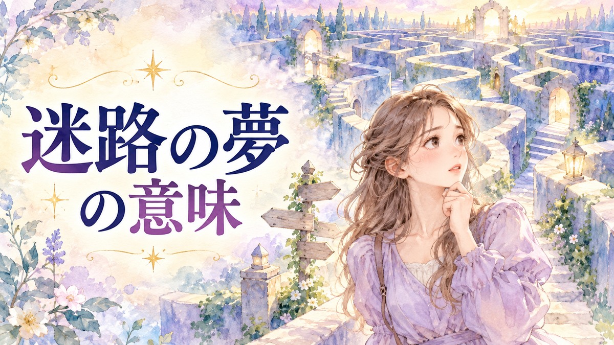 幻想的な迷路の分かれ道で行き先を考える女性