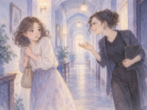 苦手な人にしつこく話しかけられて困る女性