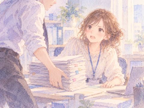 仕事を一方的に押しつけられて怒る女性